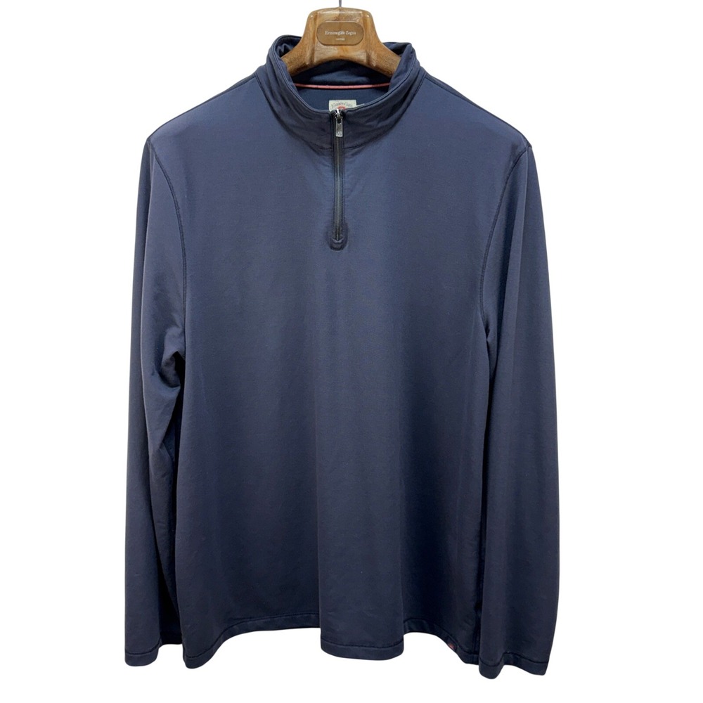 Faherty Movement Quarter 1/4 Zip Sweater Size XL Blue Night Navy Performance